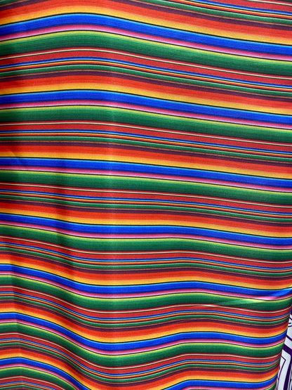 New Sarape Mexican Stripes Charmeuse Satin Fabric - 60" Polyester - By the Yard for Tablecloths, Drapery, and Apparel   | Gtex Fabrics