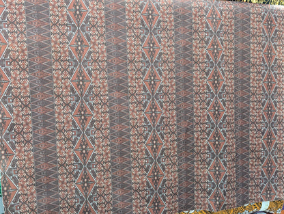 Polynesian Fabric -Tongan Tapa Fabric, Block Print, Tribal Tattoo, Island Fabric - Sold by the Yard - Poly Cotton Fabric 45" - New Design  | Gtex Fabrics