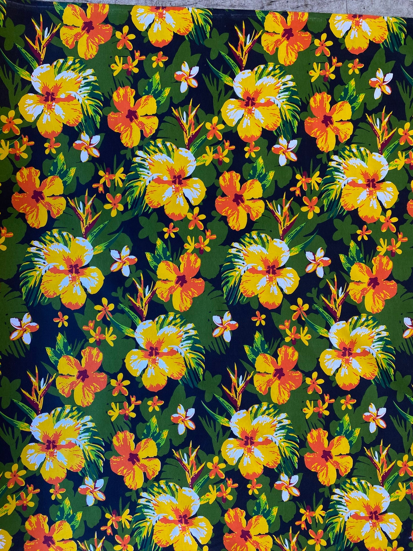 Polynesian Elegance: 36" Polyester Fabric with Poly Cotton Feel– Hawaiian and Floral Fusion- Made In Thailand - Low Price - Roll Wholesale | Gtex Fabrics