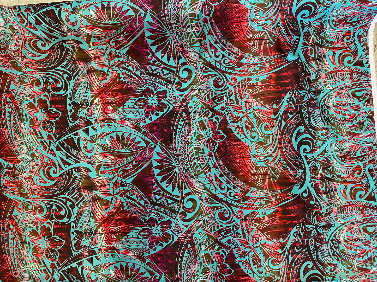 New Tropical Floral and Tribal Polynesian Fabric - Peach Skin Fabric- by the Yard 58" Wide - New Design - Island Hawaiian Fabric | Gtex Fabrics