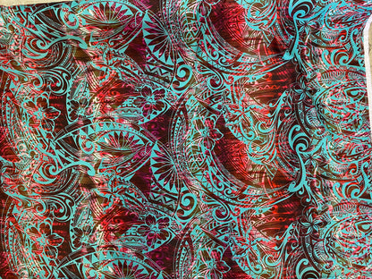 New Tropical Floral and Tribal Polynesian Fabric - Peach Skin Fabric- by the Yard 58" Wide - New Design - Island Hawaiian Fabric | Gtex Fabrics