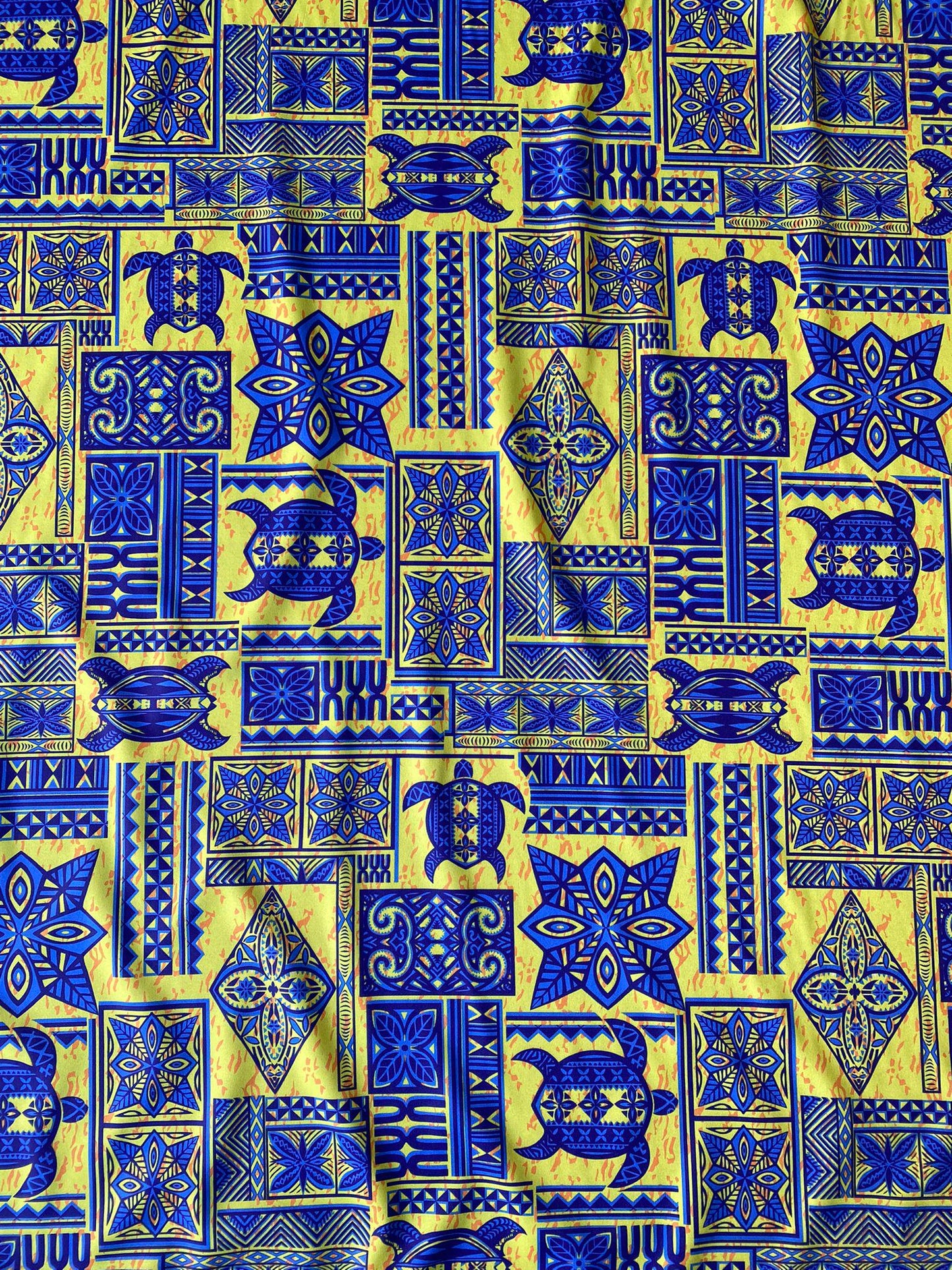 New Fijian Tapa Block Turtle Print Fabric - Polynesian Design - Peach Skin Fabric- by the Yard 58" Wide - Fiji Material  | Gtex Fabrics
