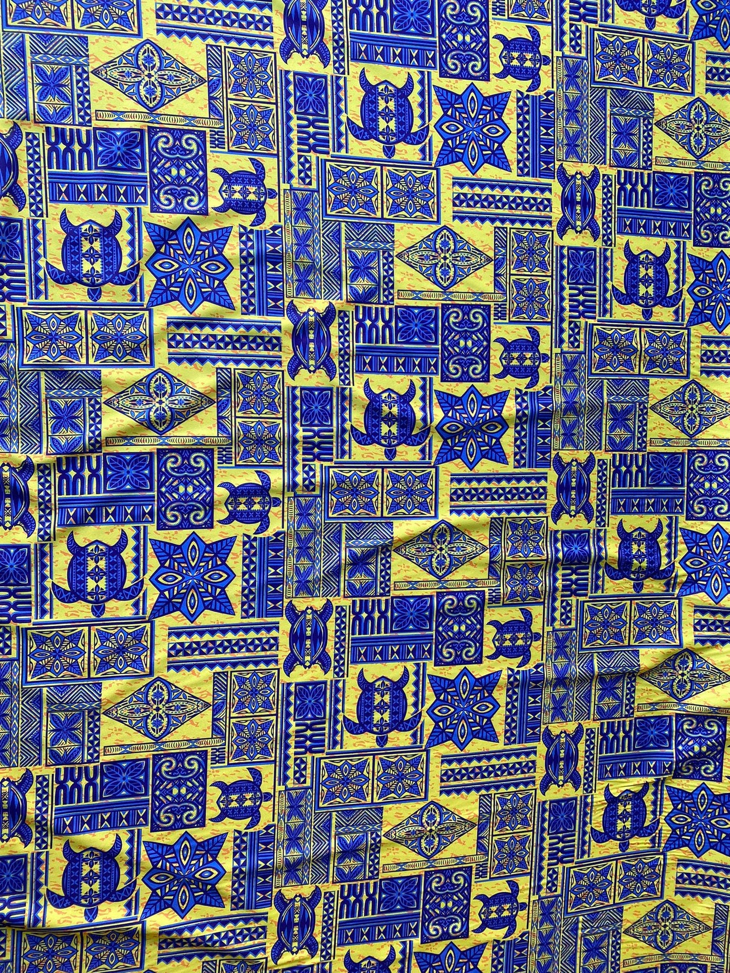 New Fijian Tapa Block Turtle Print Fabric - Polynesian Design - Peach Skin Fabric- by the Yard 58" Wide - Fiji Material  | Gtex Fabrics