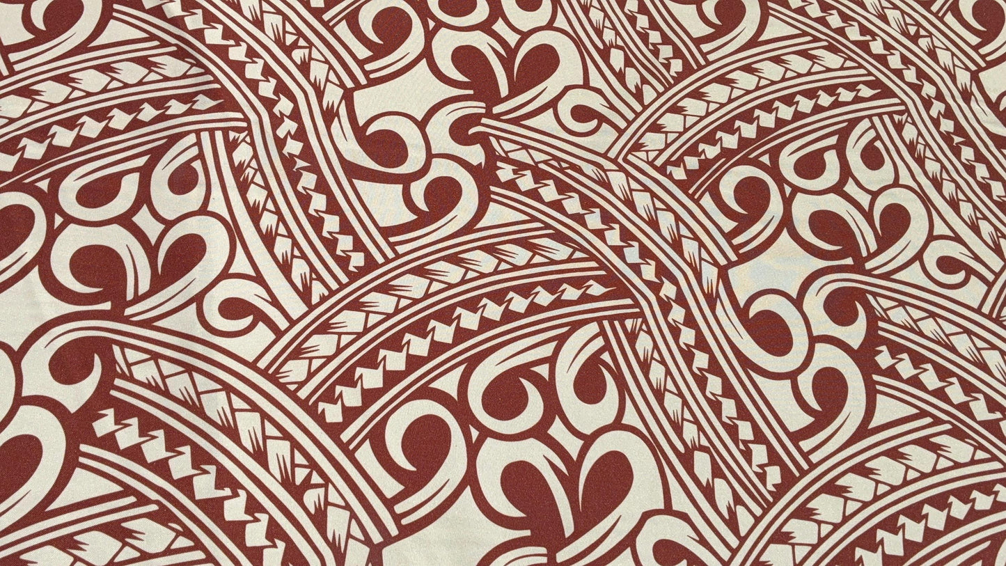 Island Fabric - Polynesian Tribal Fabric – 100% Polyester MiniMatt – Made in New Zealand 60” Wide (Beige and Brown)  | Gtex Fabrics