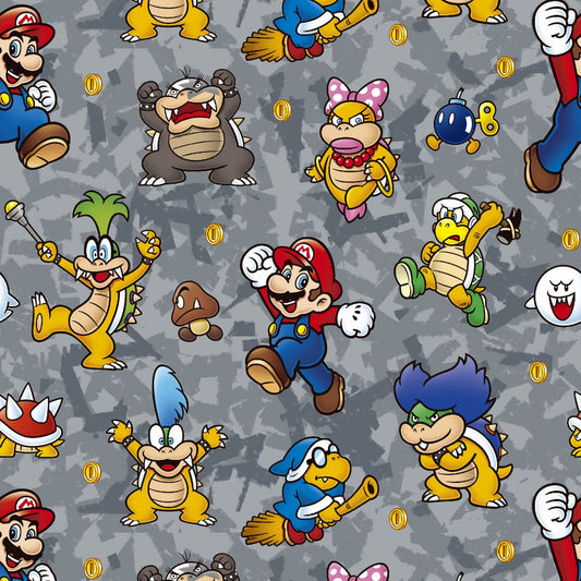 Nintendo Super Mario Bros - 100% Cotton Fabric By The Yard Novelty Fabric High Quality  | Gtex Fabrics