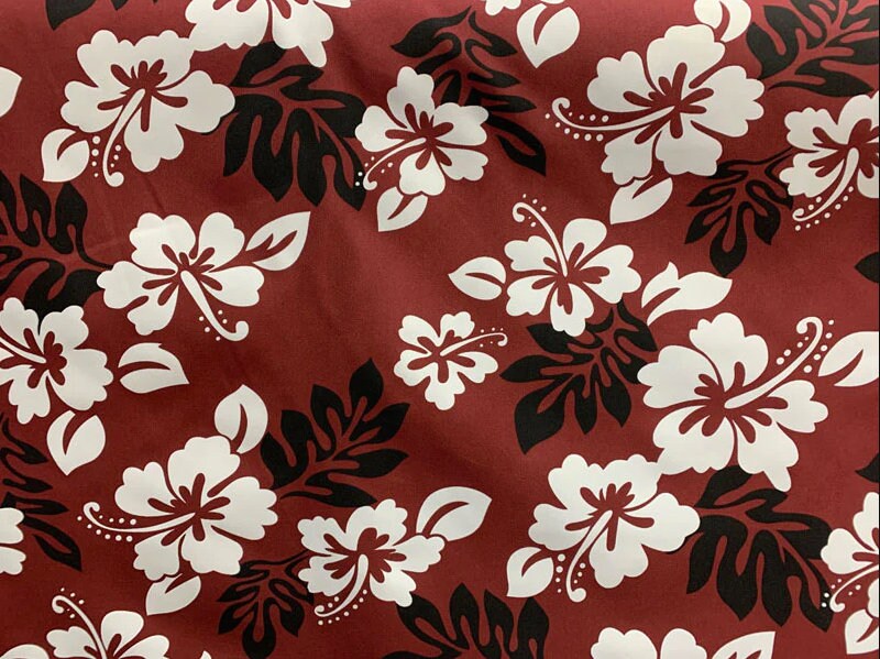 South Pacific Islander Flowers - Polynesian Fabric - Hibiscus Floral Design, Hawaiian - Sold by the Yard - Polyester Gabardine Fabric 60" | Gtex Fabrics