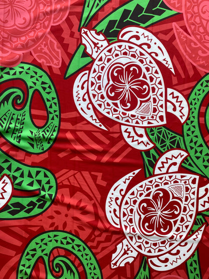 New Tropical Turtle Large Design Polynesian Fabric - Peach Skin Fabric- by the Yard 58" Wide - New Design - Island Fabric 107 | Gtex Fabrics