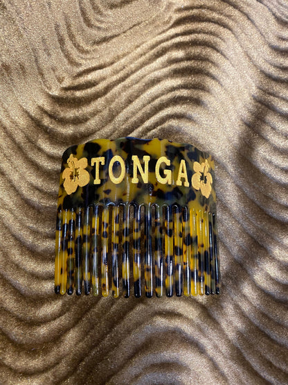 Polynesian Hair Combs , Acrylic tortoise shell hair combs, Featuring Engraved Letters: Samoan, Tongan,  and more designs  | Gtex Fabrics