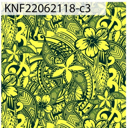 GTEX Collection KNF-18 - Polynesian Fabric -Digital Tribal Tattoo, Island Fabric - Sold by the Yard - FDY Peachskin Fabric 58" - New Design  | Gtex Fabrics