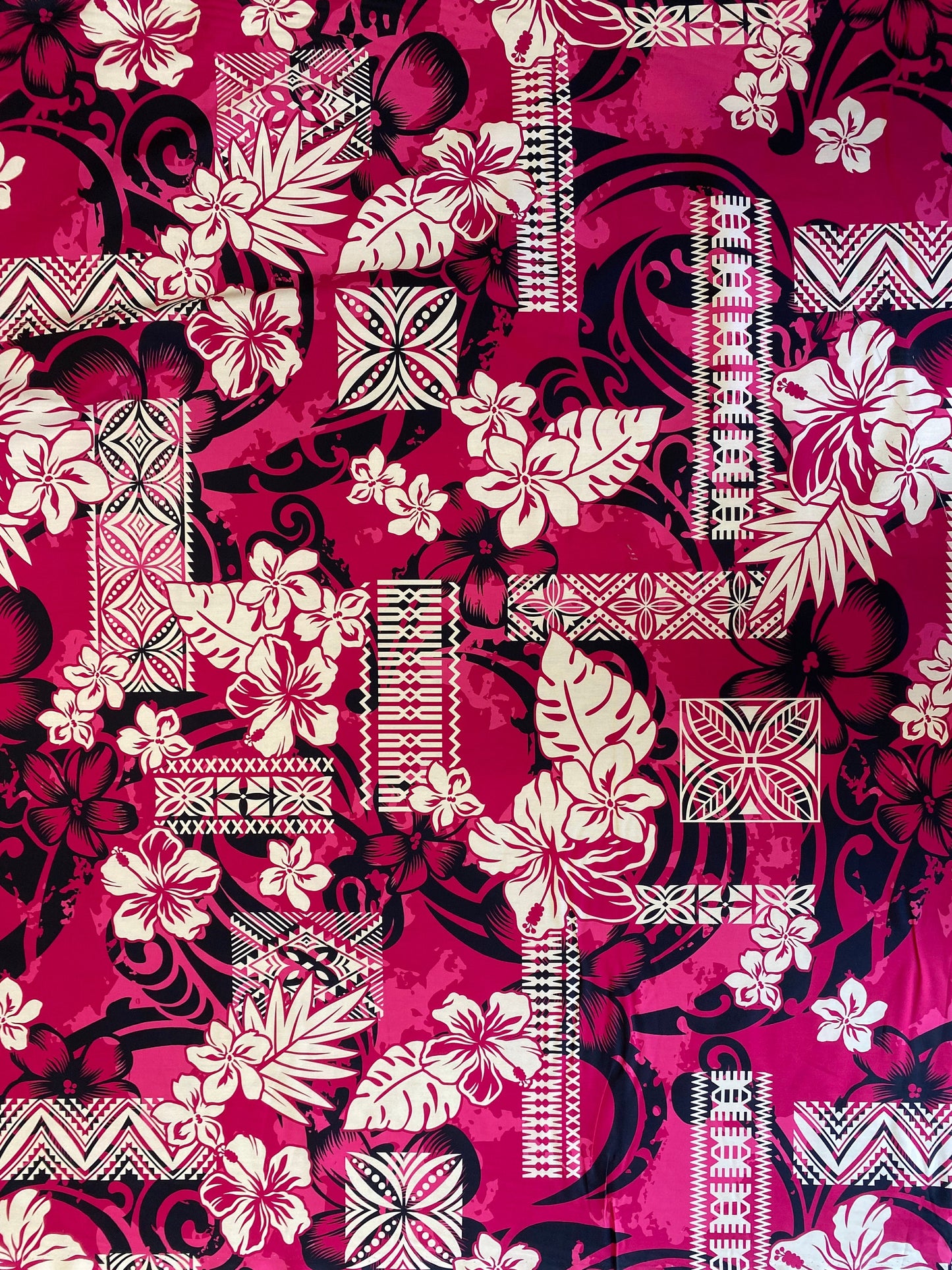 GTEX Collection - Polynesian Fabric -Tribal Tapa Print Floral Design, Island Fabric - Sold by the Yard - 100% Cotton Fabric 45" - New Design | Gtex Fabrics