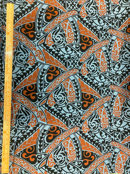 Polynesian Fabric -Tapa Fabric, New Design, Tribal, Samoan, Fiji, Island Fabric - Sold by the Yard -100% Cotton Lt Bark Cloth -Doby Cotton | Gtex Fabrics