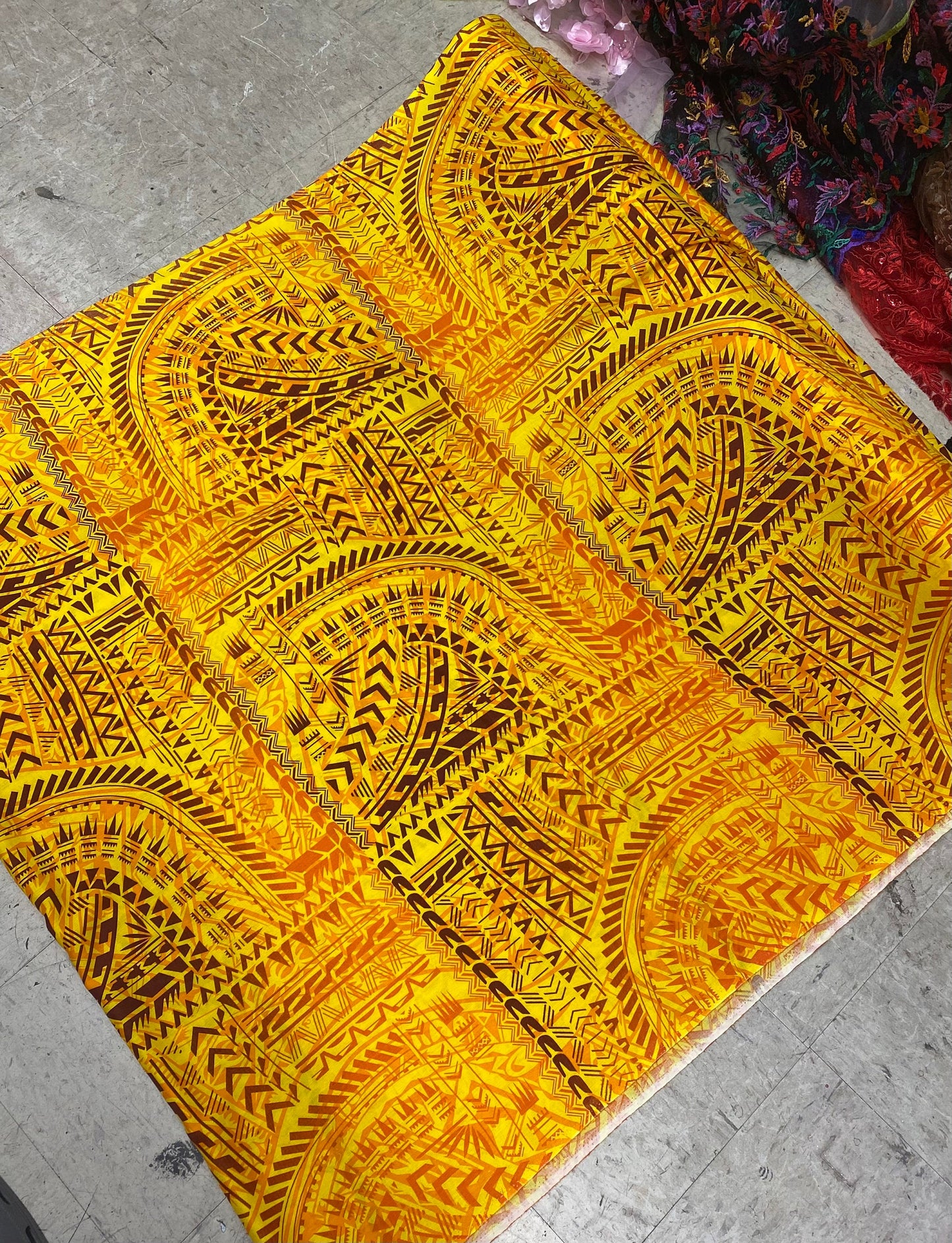 GTEX Collection - Polynesian Fabric - Tribal Elegance - Block Pattern, Island Fabric - Sold by the Yard - 100% Rayon Fabric 45" - New Design | Gtex Fabrics