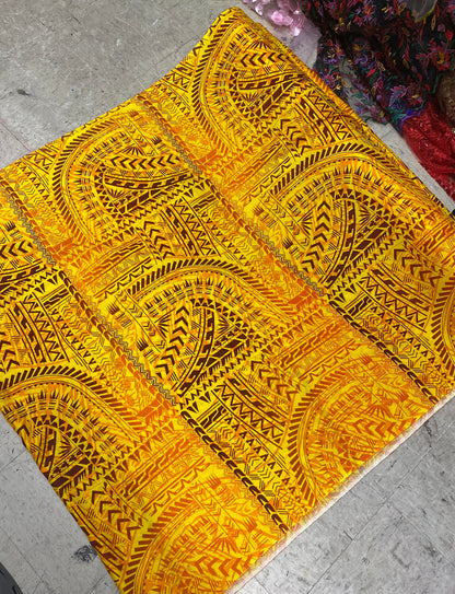 GTEX Collection - Polynesian Fabric - Tribal Elegance - Block Pattern, Island Fabric - Sold by the Yard - 100% Rayon Fabric 45" - New Design | Gtex Fabrics