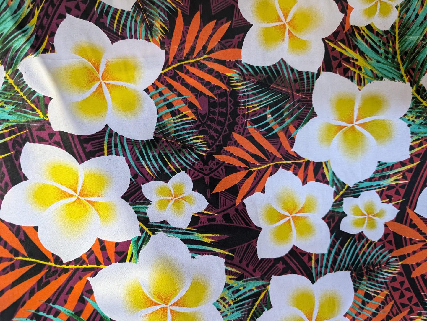 Polynesian Elegance 36" Polyester Fabric – Tropical Floral Fusion, Poly Cotton Feel – Roll/Bolt – Made in Thailand  | Gtex Fabrics