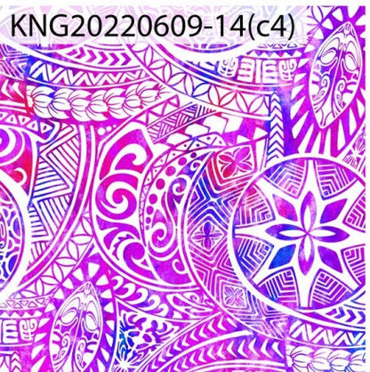 GTEX Collection KNG-14  - Polynesian Fabric -Digital Tribal Tattoo, Island Fabric - Sold by the Yard - FDY Peachskin Fabric 58" - New Design | Gtex Fabrics