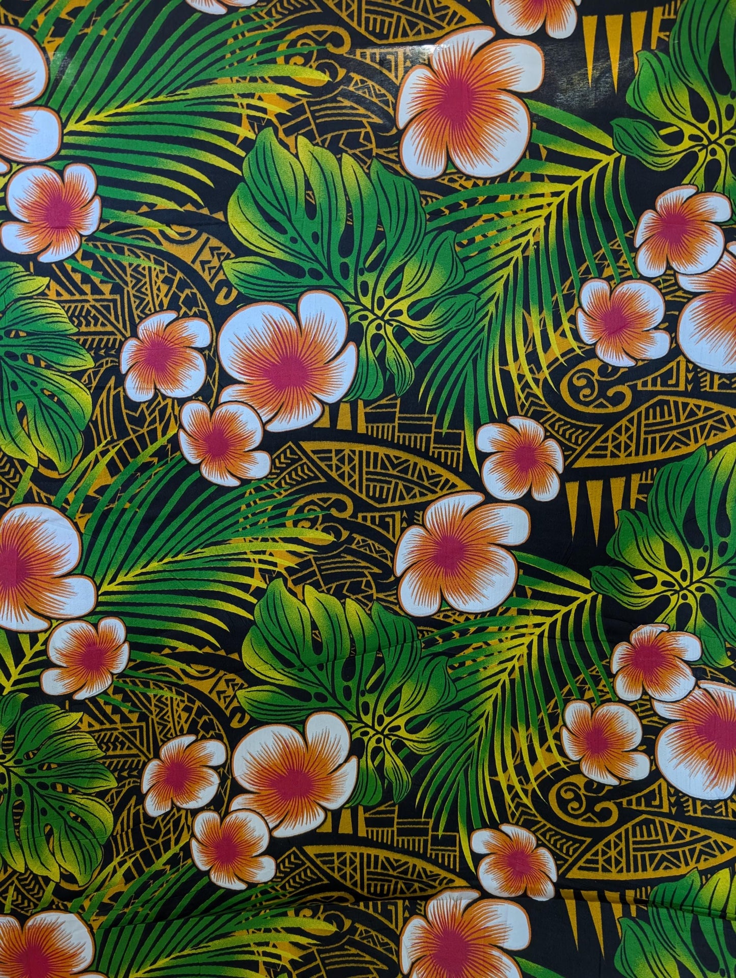 Premium Quality: Polynesian Elegance 36" Fabric – Tropical Floral Poly Cotton Blend – Vibrant Colors, Made in Thailand  | Gtex Fabrics