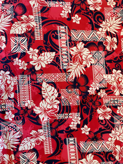 GTEX Collection - Polynesian Fabric -Tribal Tapa Print Floral Design, Island Fabric - Sold by the Yard - 100% Cotton Fabric 45" - New Design | Gtex Fabrics
