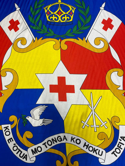 Seal of Tonga - Logo on Satin Fabric - Panel 40" x 58" Wide - Flag of Tonga for Quilts, Mono Mono, Crafts & More | Gtex Fabrics