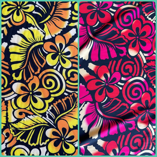 New Polynesian Tribal & Floral Fabric - Islander Design - Peach Skin Fabric- by the Yard 58" Wide -Made in Thailand | Gtex Fabrics