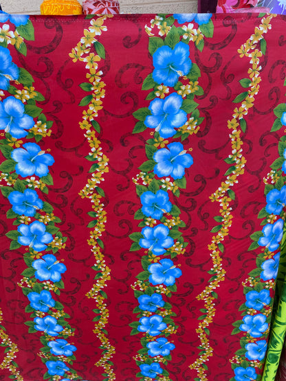 Hawaiian Print Luau Floral Hibiscus Fabric 45" Sold By The Yard  | Gtex Fabrics