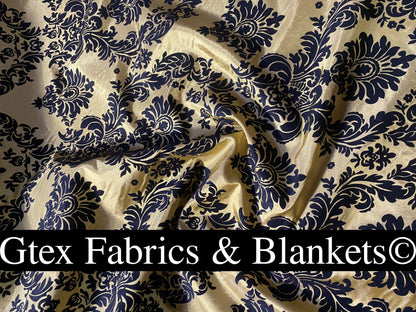 Royal Victorian Gothic Damask Taffeta Flocked Fabric for Dresses, Home Decor, Apparel, Curtains, ETC by the Yard (58") Soft Textured Damask  | Gtex Fabrics