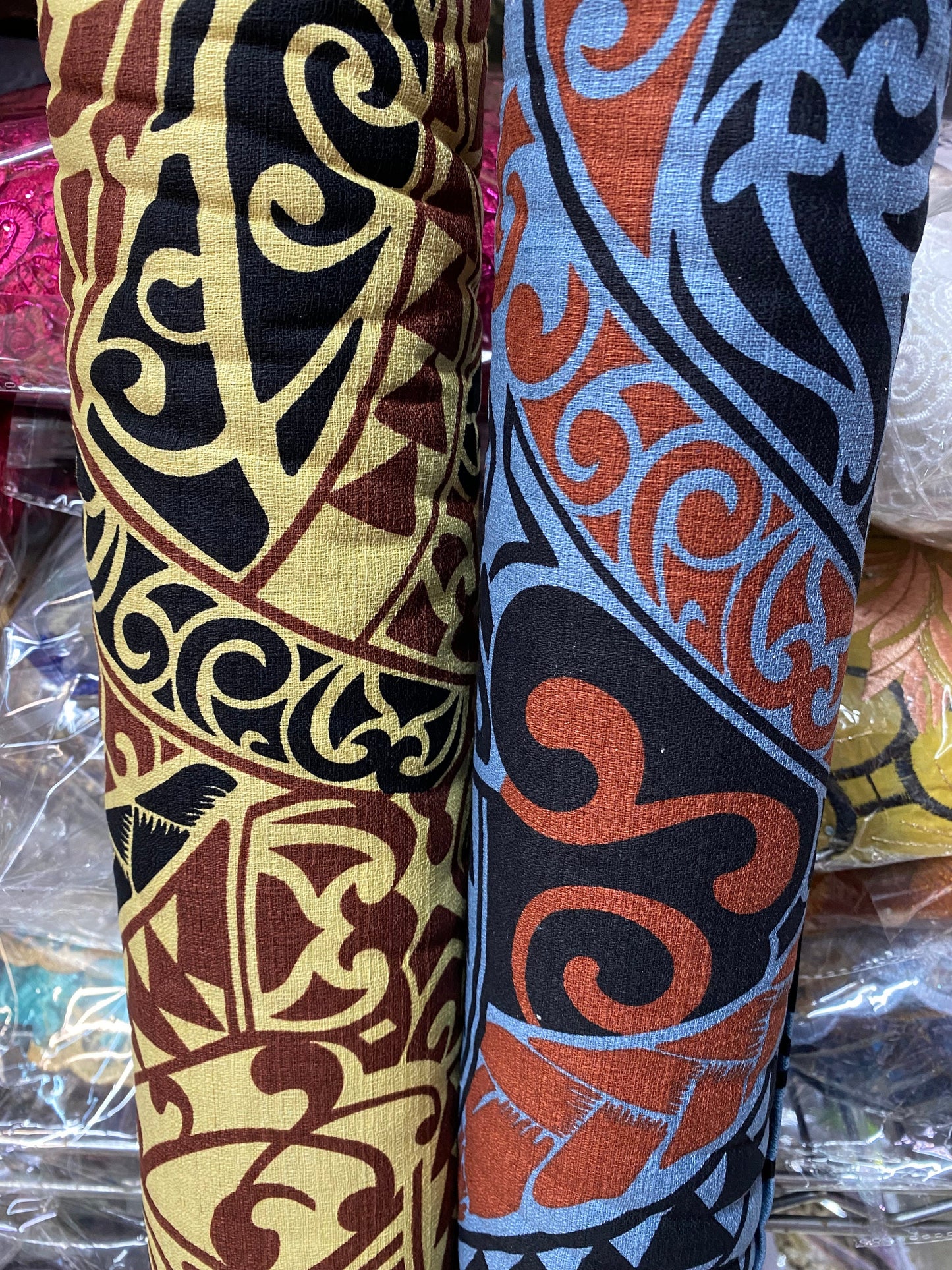 Polynesian Fabric -Tapa Fabric, New Design, Tribal, Samoan, Fiji, Island Fabric - Sold by the Yard -100% Cotton Lt Bark Cloth -Doby Cotton | Gtex Fabrics