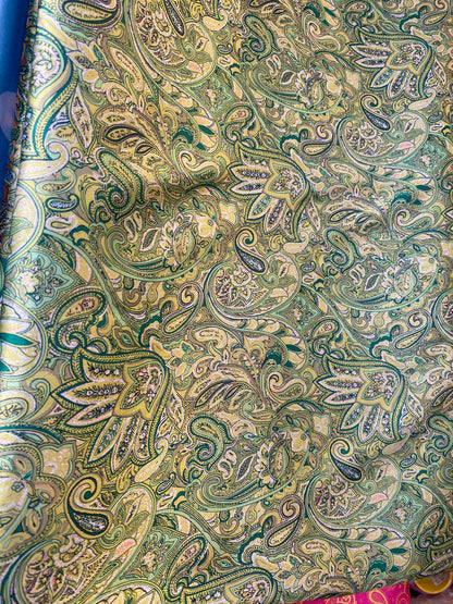 58” Paisley Satin Fabric – Imitation Silk, Jacquard Look, Indian Style Design for Apparel & Decoration | Gtex Fabrics