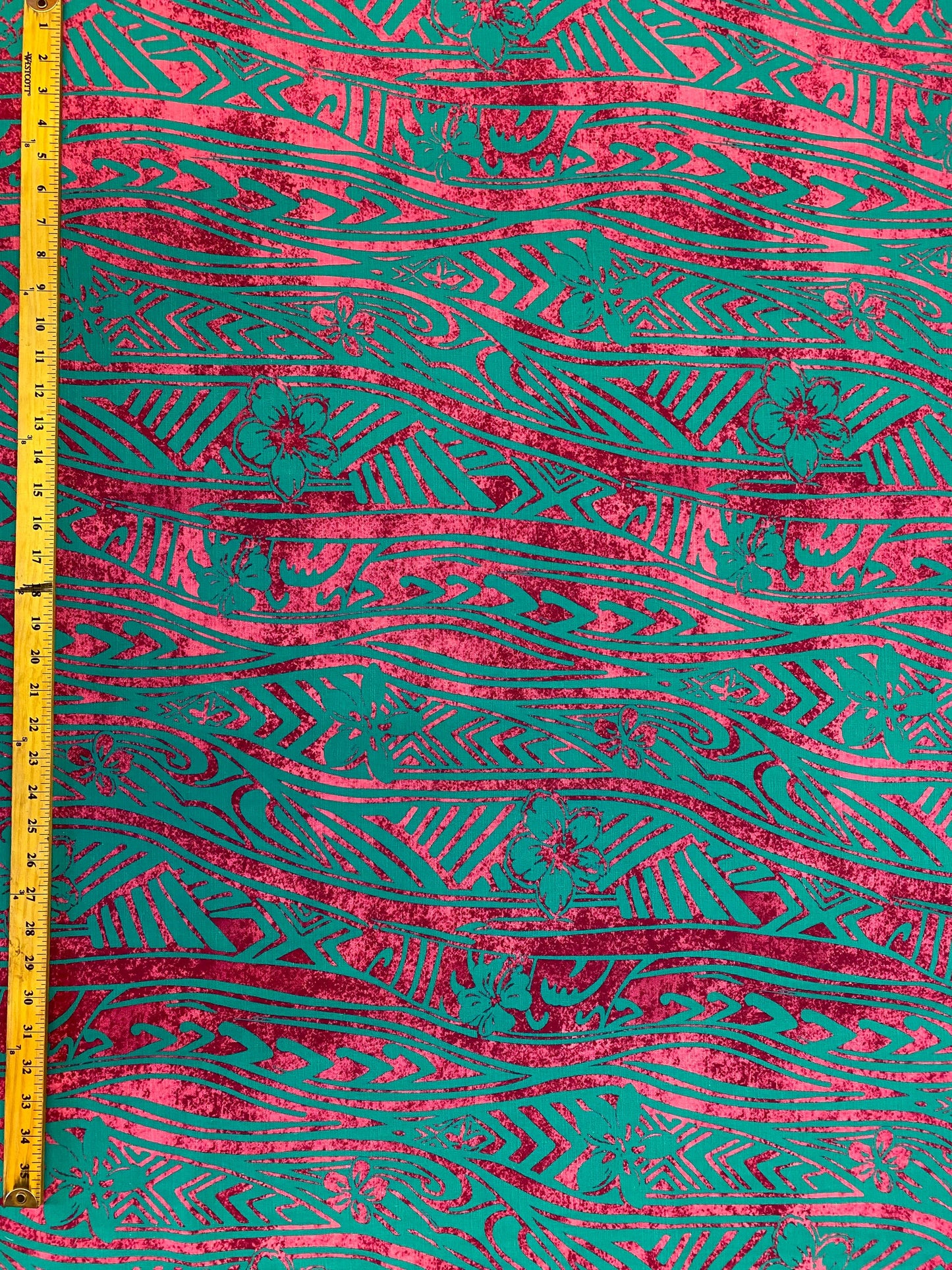 Polynesian Tribal Tattoo with Hibiscus, Doby Cloth, Lt. Bark Cloth, 100% Cotton, High Quality Rich Colors - New Design   | Gtex Fabrics