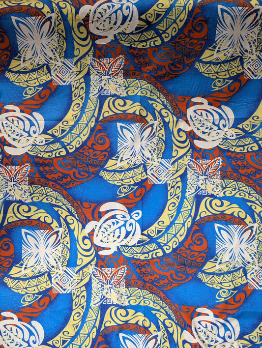 Polynesian Elegance: 36" Polyester Fabric with Poly Cotton Feel– Tribal Print with Vibrant Colors - Made In Thailand | Gtex Fabrics