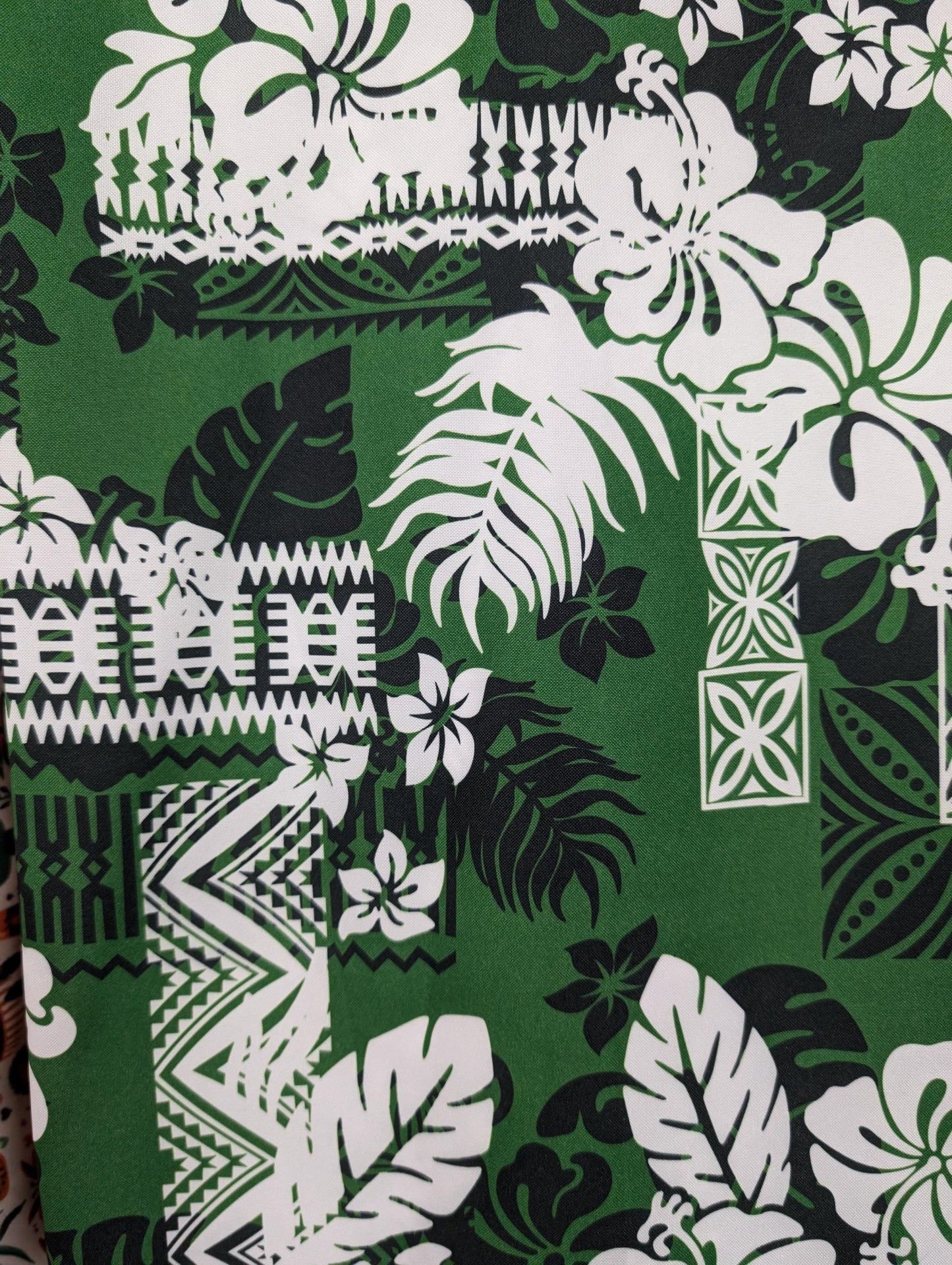 High-Quality 58” Wide Mini Matt Fabric – Polynesian Island Print, Monstera Tropical Plant – Vibrant Colors – Tonga, Samoa - Sold By The Yard | Gtex Fabrics