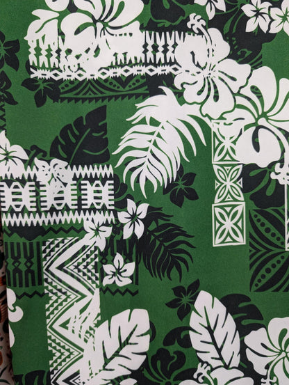 High-Quality 58” Wide Mini Matt Fabric – Polynesian Island Print, Monstera Tropical Plant – Vibrant Colors – Tonga, Samoa - Sold By The Yard | Gtex Fabrics