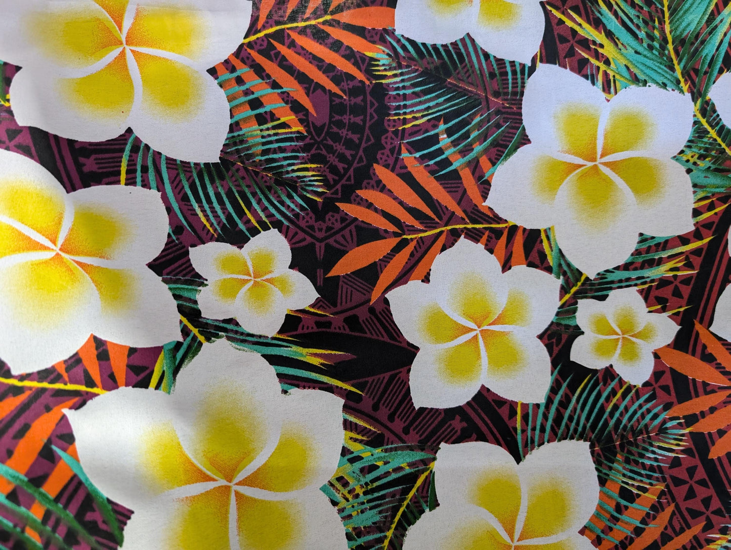 Polynesian Elegance 36" Polyester Fabric – Tropical Floral Fusion, Poly Cotton Feel – Roll/Bolt – Made in Thailand  | Gtex Fabrics