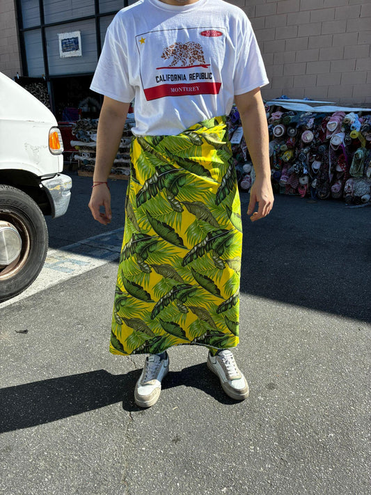 Yellow & Green Ei Lava Lava Sarong – 70"x44" Soft Poplin | Medium Weight | Unisex Pareo Wrap | Handmade in USA  | Gtex Fabrics
