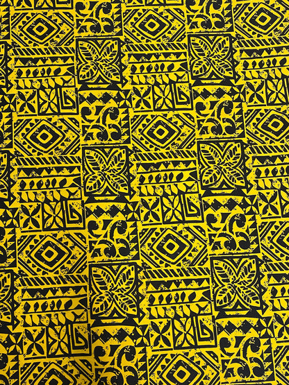 Polynesian Fabric -Tapa Fabric, Block Print, Tribal, Samoan, Fiji, Island Fabric - Sold by the Yard -100% Cotton Lt Bark Cloth -Doby Cotton  | Gtex Fabrics
