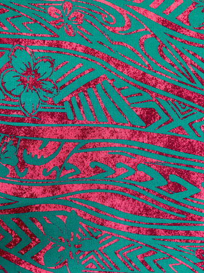 Polynesian Tribal Tattoo with Hibiscus, Doby Cloth, Lt. Bark Cloth, 100% Cotton, High Quality Rich Colors - New Design   | Gtex Fabrics