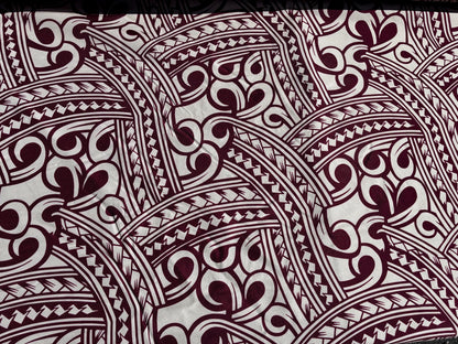 Island Fabric - Polynesian Tribal Fabric – 100% Polyester MiniMatt – Made in New Zealand 60” Wide (Beige and Burgundy)  | Gtex Fabrics