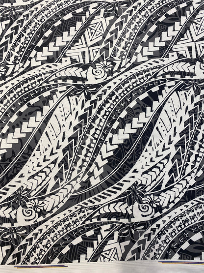 GTEX Collection - Polynesian Fabric -Tactical Tribal Tattoo Design, Island Fabric - Sold by the Yard - FDY Peachskin Fabric 58" - New Design | Gtex Fabrics
