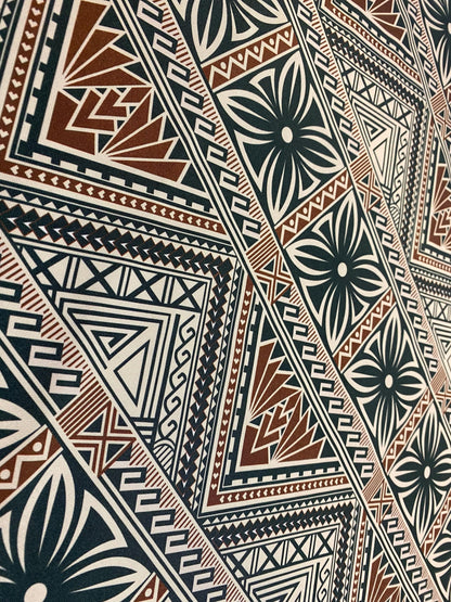 New Zealand Print - Tapa Tribal Block Print Fabric - Polynesian Fabric by the Yard 58" Mini Matt Fabric   | Gtex Fabrics