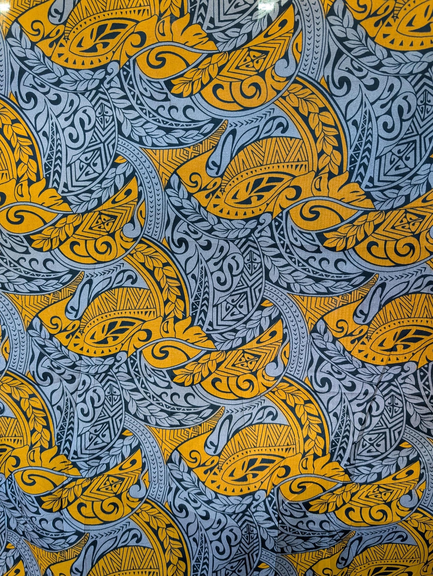 High Quality: Polynesian Elegance 36" Polyester Fabric – Tribal Design, Poly Cotton Feel – Roll/Bolt – Made in Thailand  | Gtex Fabrics