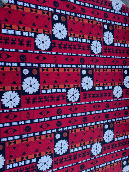 GTEX Collection B700 - Polynesian Tapa Fabric, Block Print Design, Island Fabric, High Quality Vibrant New Design, Traditional - Bark Cloth