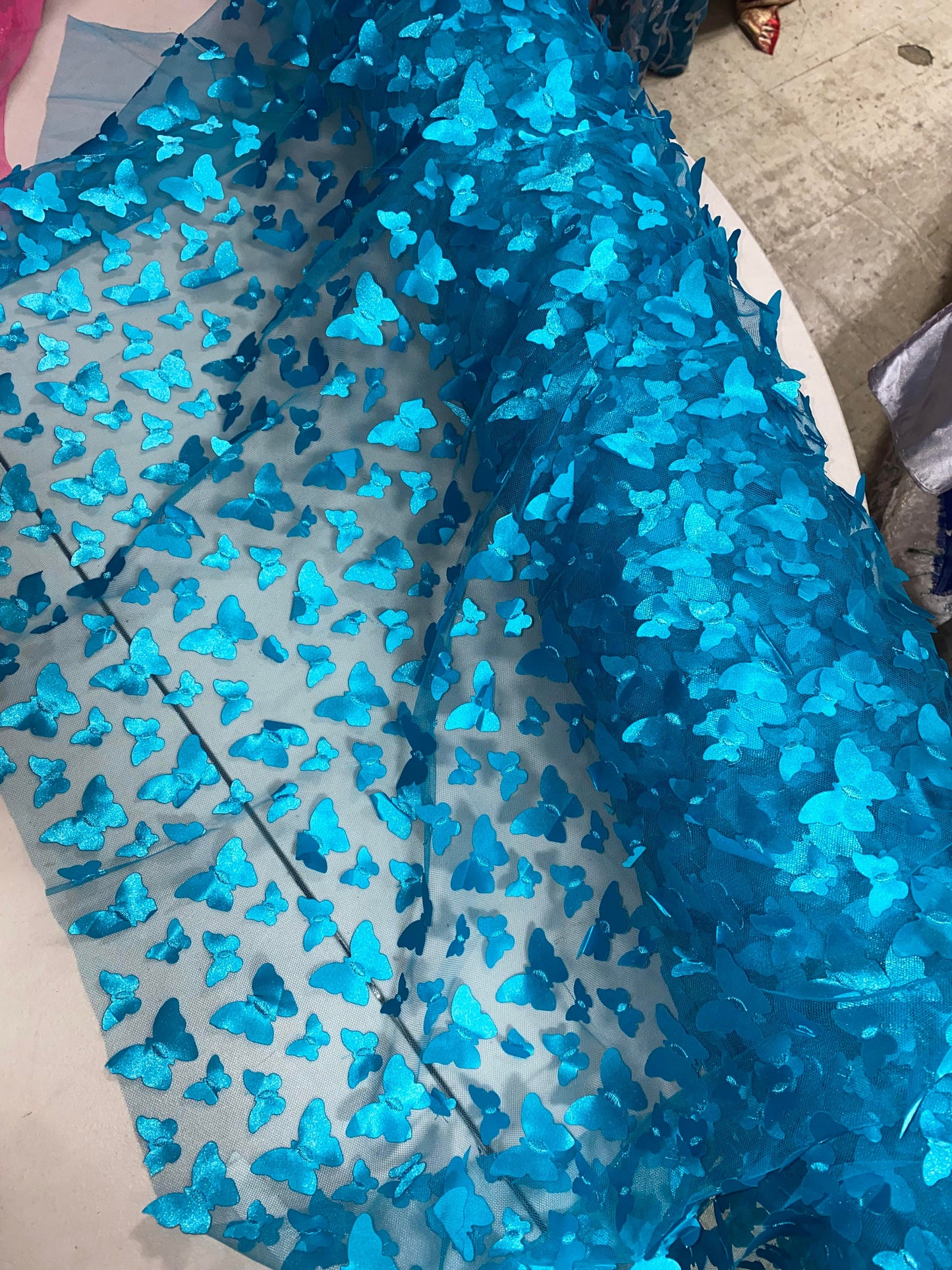 3-D Butterfly Lace Fabric Collection, 3D Laser Cut Butterflies on Tulle Mesh Material, Dress Fabric, Fashion, Decor, New Designs, Cute |Gtex Fabrics|