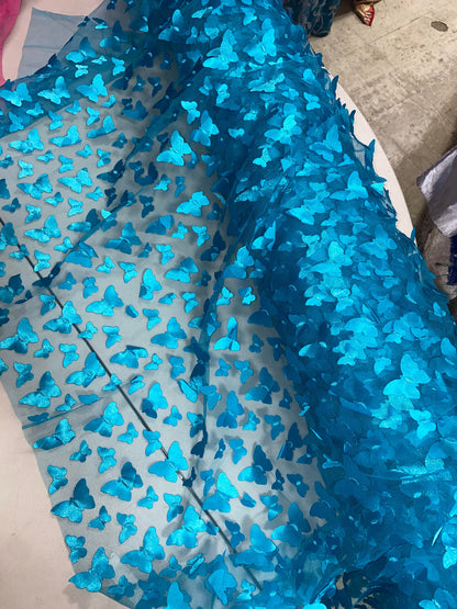 3-D Butterfly Lace Fabric Collection, 3D Laser Cut Butterflies on Tulle Mesh Material, Dress Fabric, Fashion, Decor, New Designs, Cute |Gtex Fabrics|