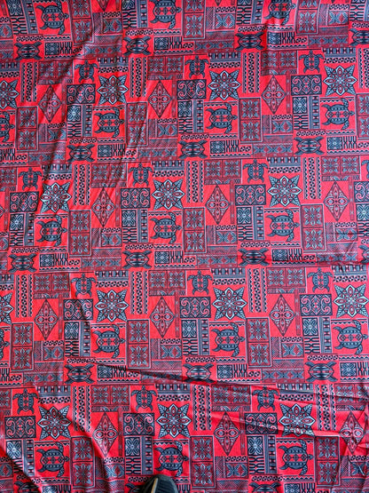 New Fijian Tapa Block Turtle Print Fabric - Polynesian Design - Peach Skin Fabric- by the Yard 58" Wide - Fiji Material  | Gtex Fabrics