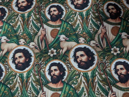 High Quality 58" Wide Religious Mini Matt Fabric, Saint Jude Fabric, Catholic Fabric Material, Hispanic Religious Fabric by The Yard " | Gtex Fabrics