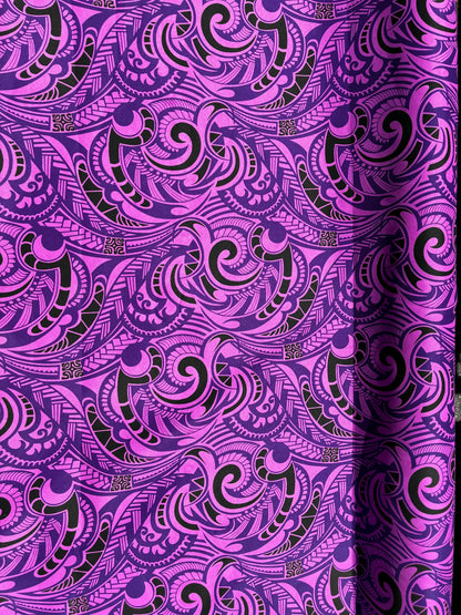 Polynesian Tribal Fabric – 45” Wide | Lightweight Soft Poly Cotton Feel | Sold by Yard or Roll | Made in Thailand | Island Design| Wholesale | Gtex Fabrics