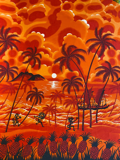 GTEX Collection - Island Print Tropical Hawaiian Polynesian Print Peach Skin Fabric 45" Sold By The Yard  | Gtex Fabrics