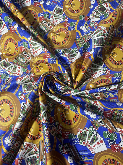 Novelty Cotton Fabric, Las Vegas Casino Poker Gambling Print Quilt 100% Cotton Fabric, By the yard, High Quality HD Color  | Gtex Fabrics