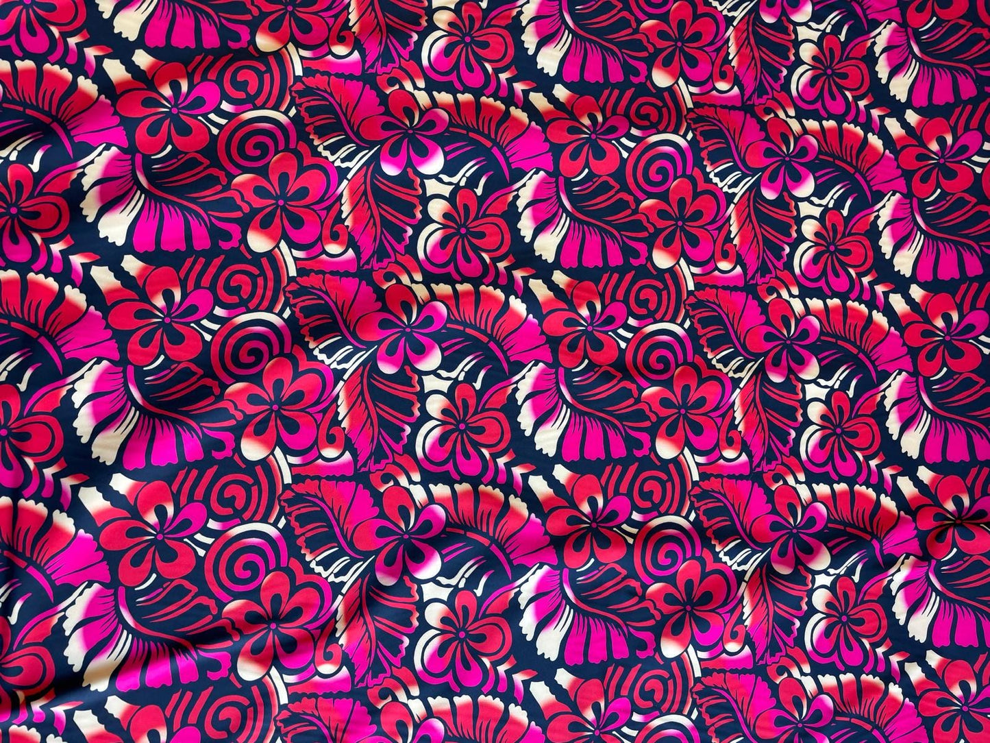 New Polynesian Tribal & Floral Fabric - Islander Design - Peach Skin Fabric- by the Yard 58" Wide -Made in Thailand | Gtex Fabrics