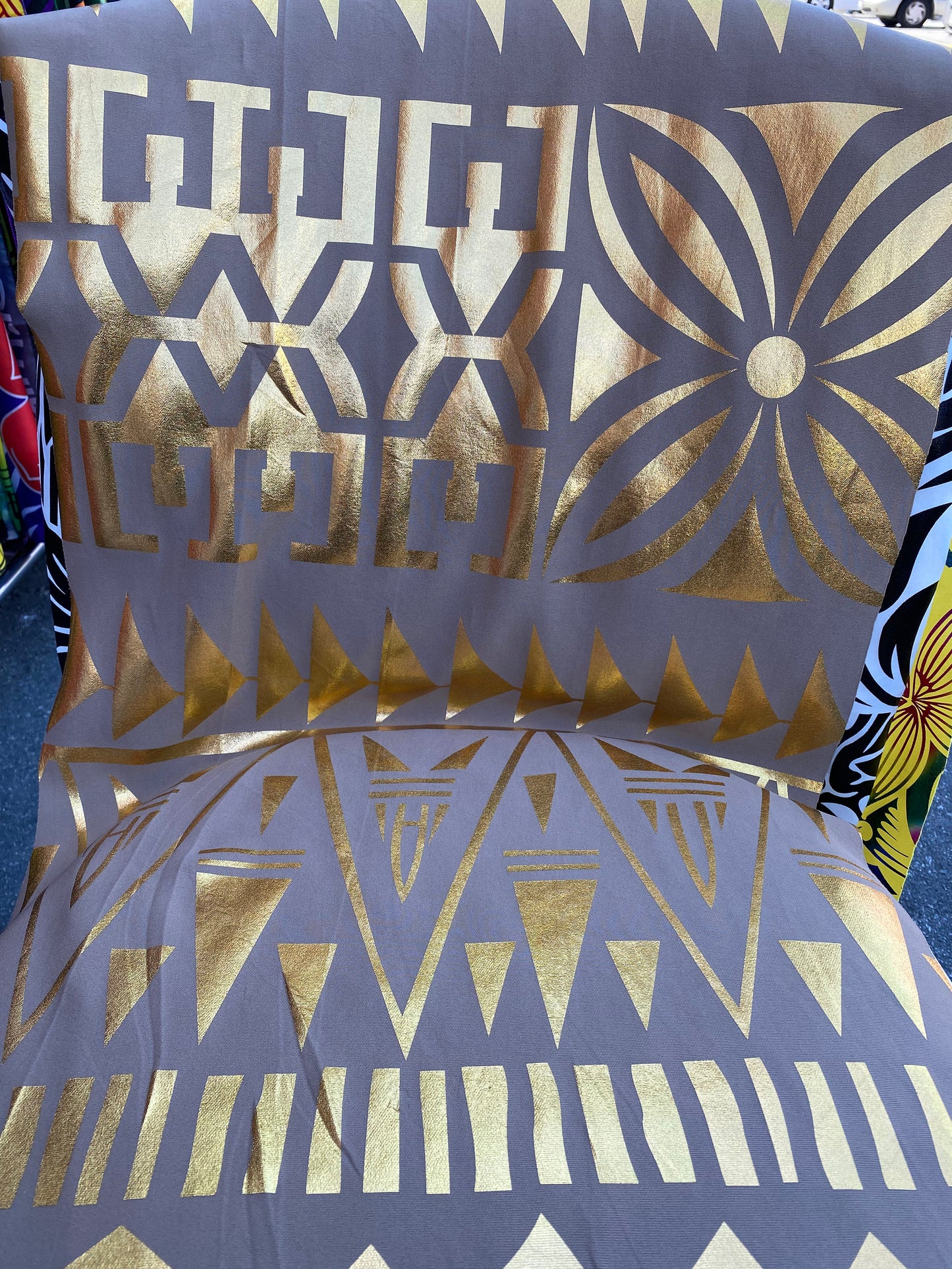 GTEX Collection- Exquisite Traditional Polynesian Tattoo Tapa Design | Foil Fabric - Stretch Scuba Fabric - 63" High-Quality Shimmer Design | Gtex Fabrics