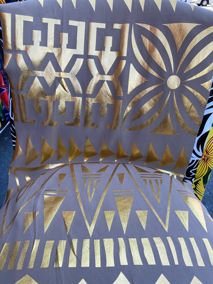 GTEX Collection- Exquisite Traditional Polynesian Tattoo Tapa Design | Foil Fabric - Stretch Scuba Fabric - 63" High-Quality Shimmer Design | Gtex Fabrics